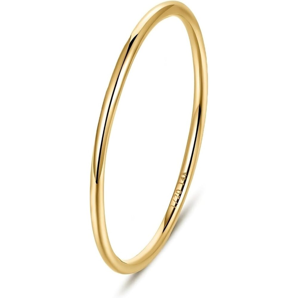 Women's 14K Gold Filled Rings Stackable Thumb Pinky Band Non Tarnish Comfort Fit